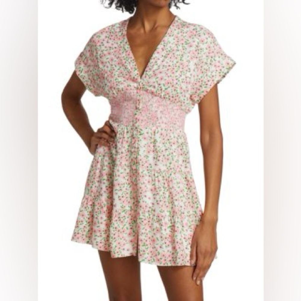ALICE + OLIVIA
Keela Floral Print Smocked Button-Front Dress (D7)